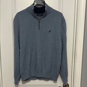 Nautica Blue Zip Up Sweater with Stand-Up Collar